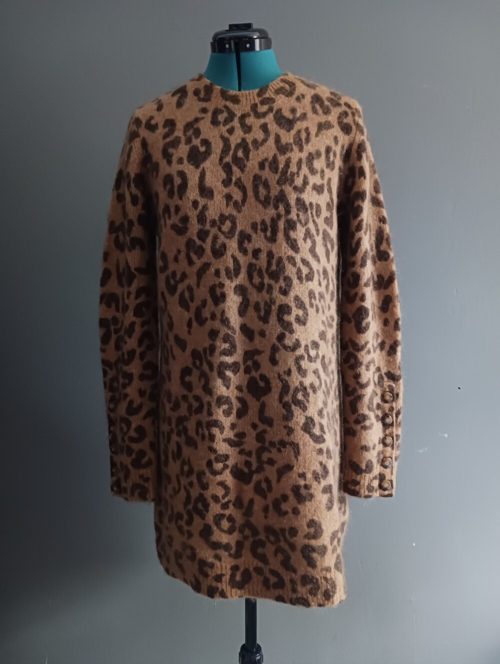 La Maille Sezane Leopard Print Kid Mohair  Tunic, Dress  Sweater  , S8ze M